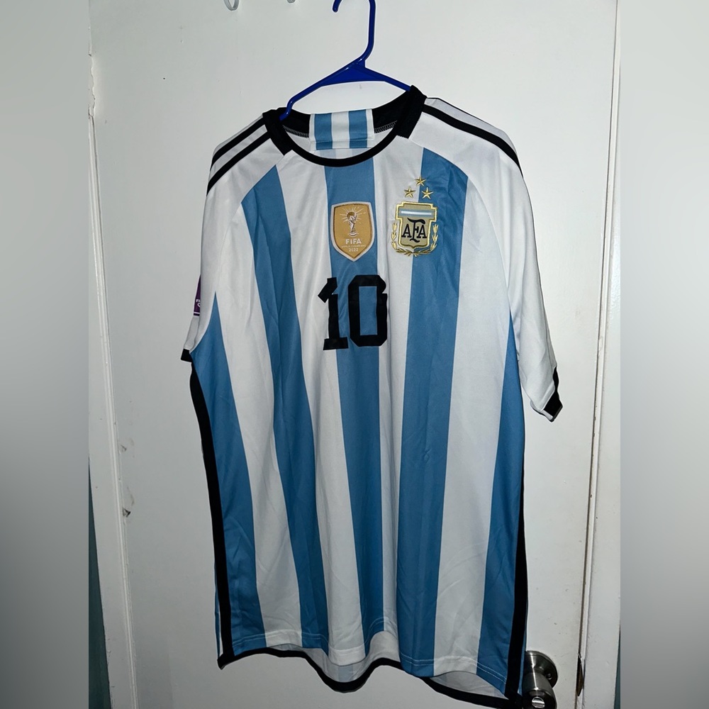 Blue and White Striped Men's Jersey
